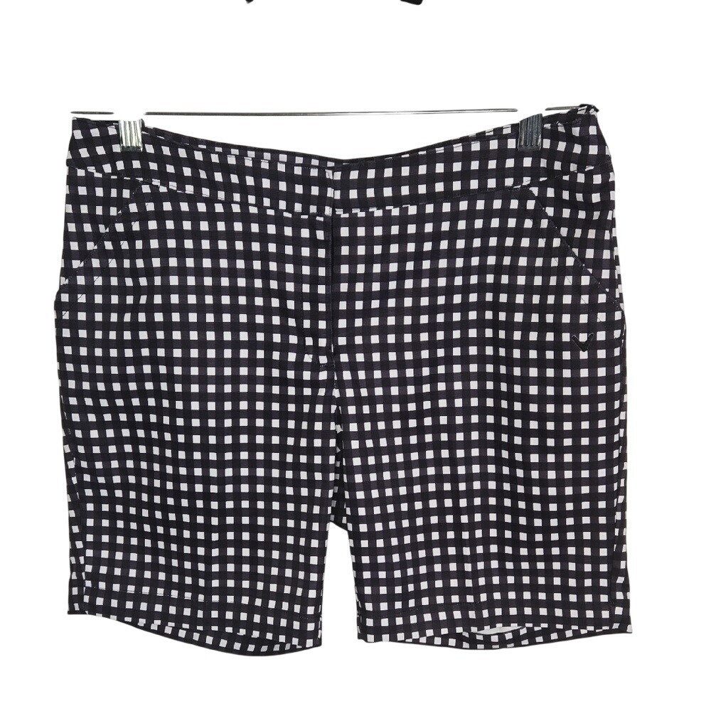 Callaway‎ Black White Gingham Bermuda Shorts Opti-Dri Golf Preppy Size 8